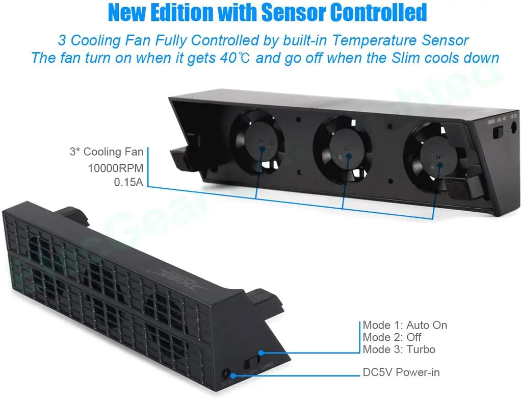 Auto Turbo Cooling Fan Automatic Temperature Sensor Controlled Radiator Heat Exhaust External USB Cooler for Playstation 4 Slim